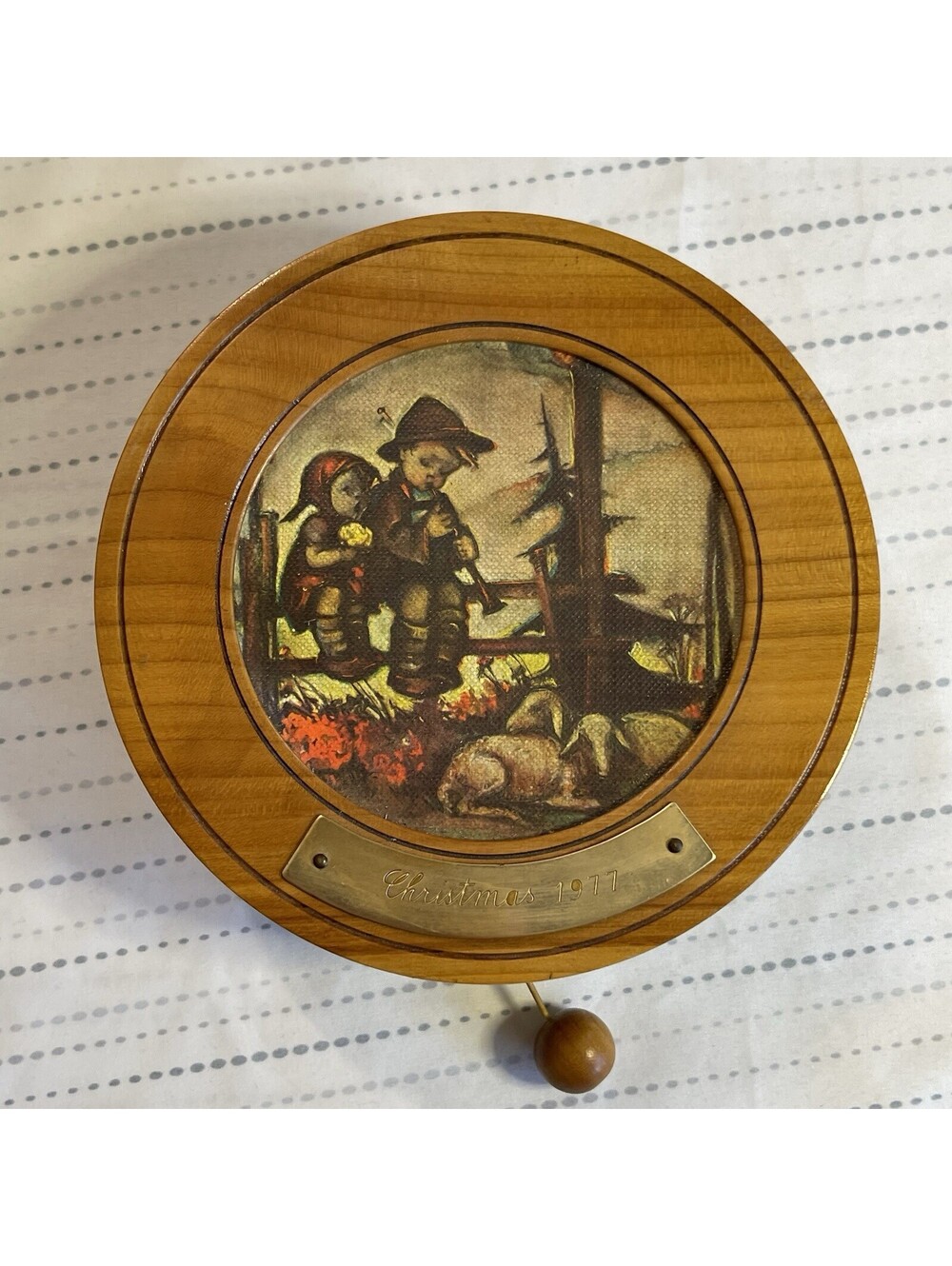Vintage Hummel Reuge Music Box Christmas 1977 Pull String W Germany Wood Works